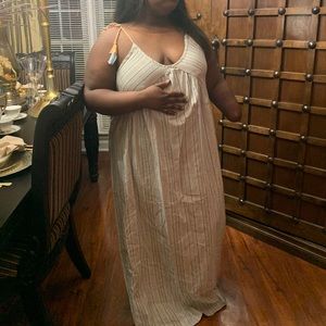 Maxi Sleeveless Sun dress .with multi color stripes